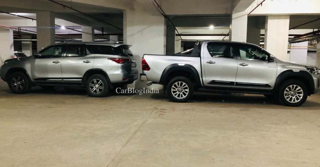 Toyota Hilux Parked Next To Fortuner Looks Bigger Car Blog India