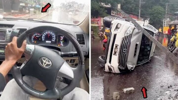 Toyota Fortuner Crashes At Km H As Driver Makes Reels Car Blog India