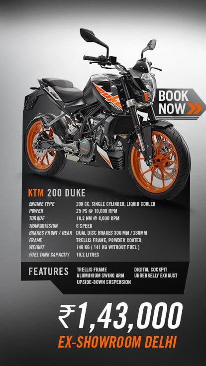 Ktm duke deals 200 bs4 specifications