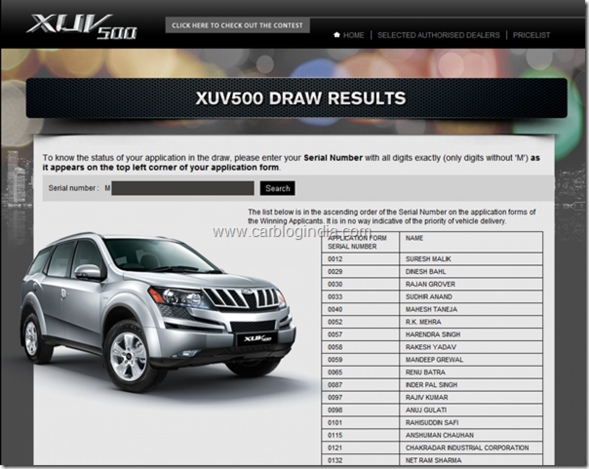 mahindra xuv price list