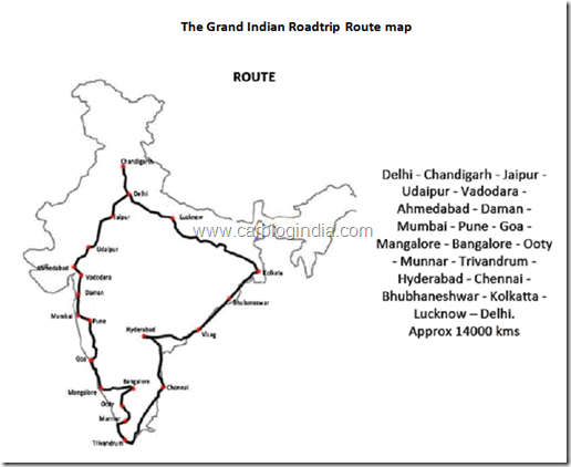 Pune To Hyderabad Road Route Map 16000 Km Grand Indian Road Trip 2012 Flagged Of From New Delhi, India