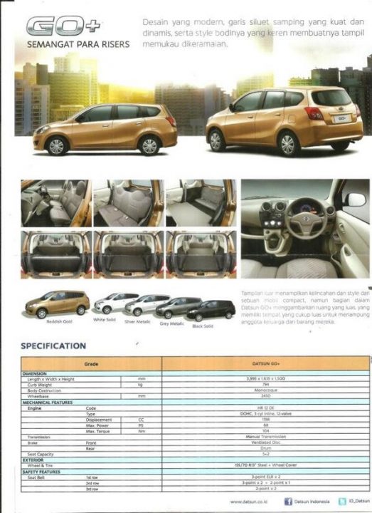 Datsun Go+ Specifications