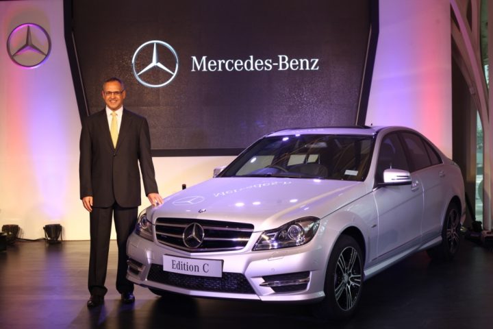 Mr Eberhard Kern with the Mercedes benz C class'Edition C'