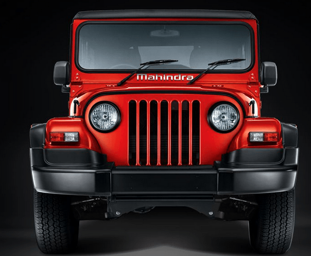 Mahindra thar facelift front red