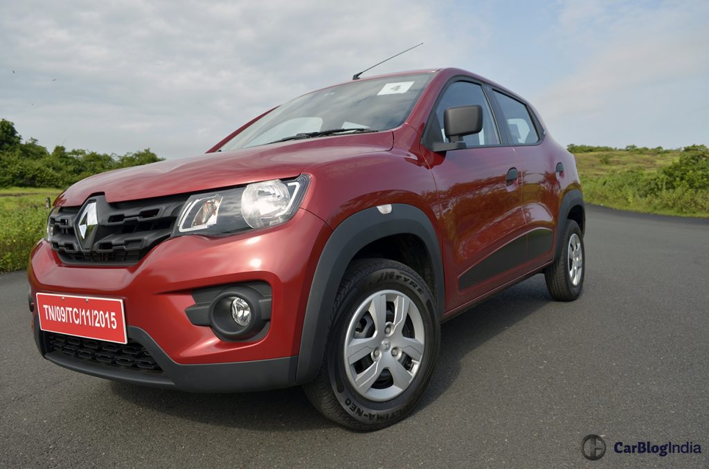 Renault-kwid-test-drive-review-red-rxt-model-front-angle - CarBlogIndia