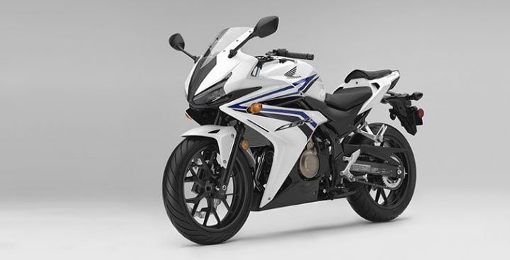 Honda cbr500r white blue front angle