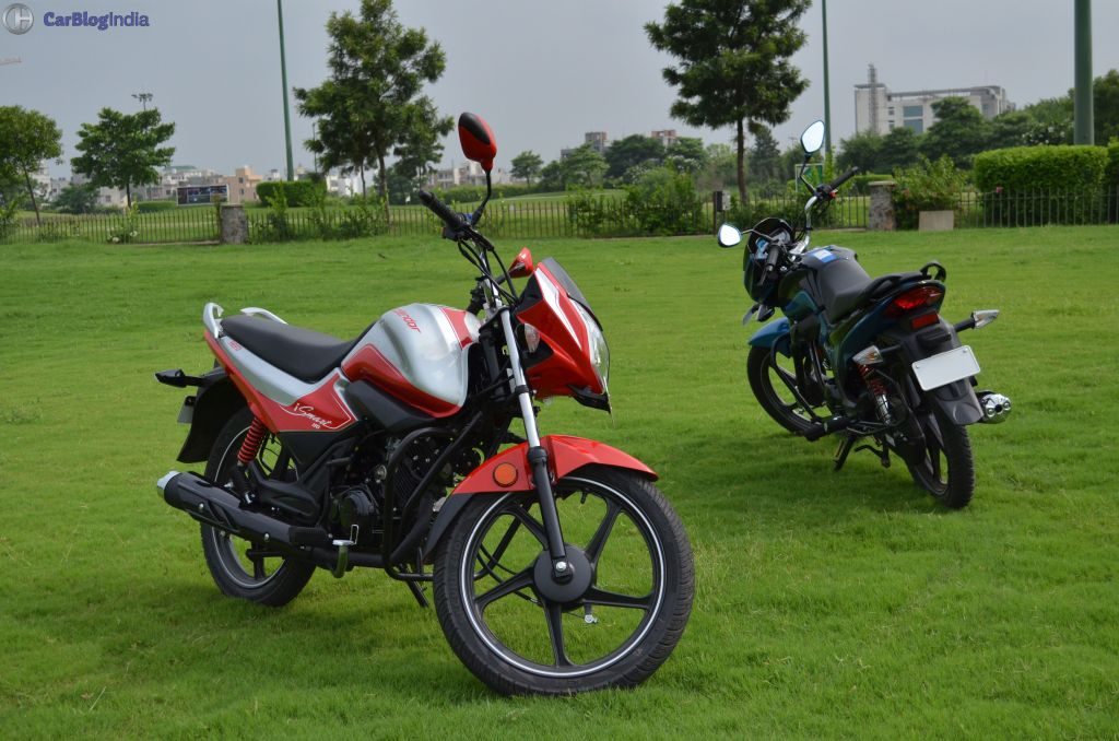 Hero Splendor Ismart 110 Test Drive Review red blue front angle