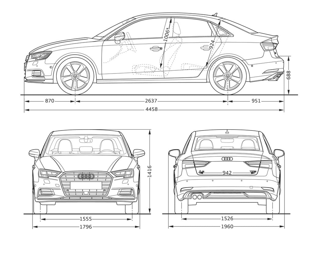 3 габарит. Audi a3 габариты. Ауди а3 8v седан габариты. Audi a3 седан габариты. Габариты Ауди а3 седан 2015.