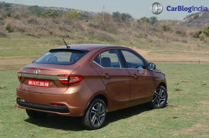 Tata tigor test drive review images rear angle