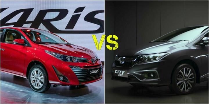 toyota yaris vs honda city exterior profile