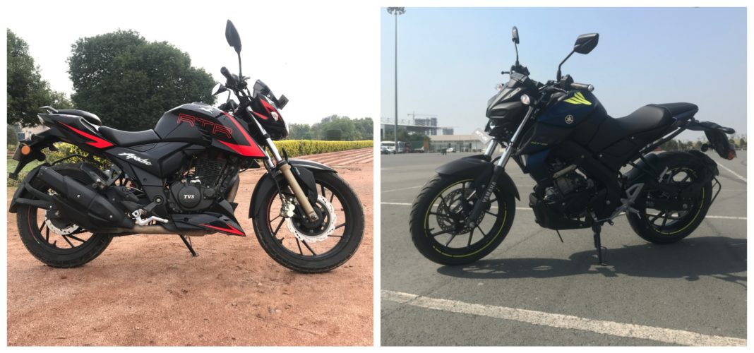 Yamaha Mt Vs Tvs Apache Rtr V Specs And Performance Comparison Car Blog India