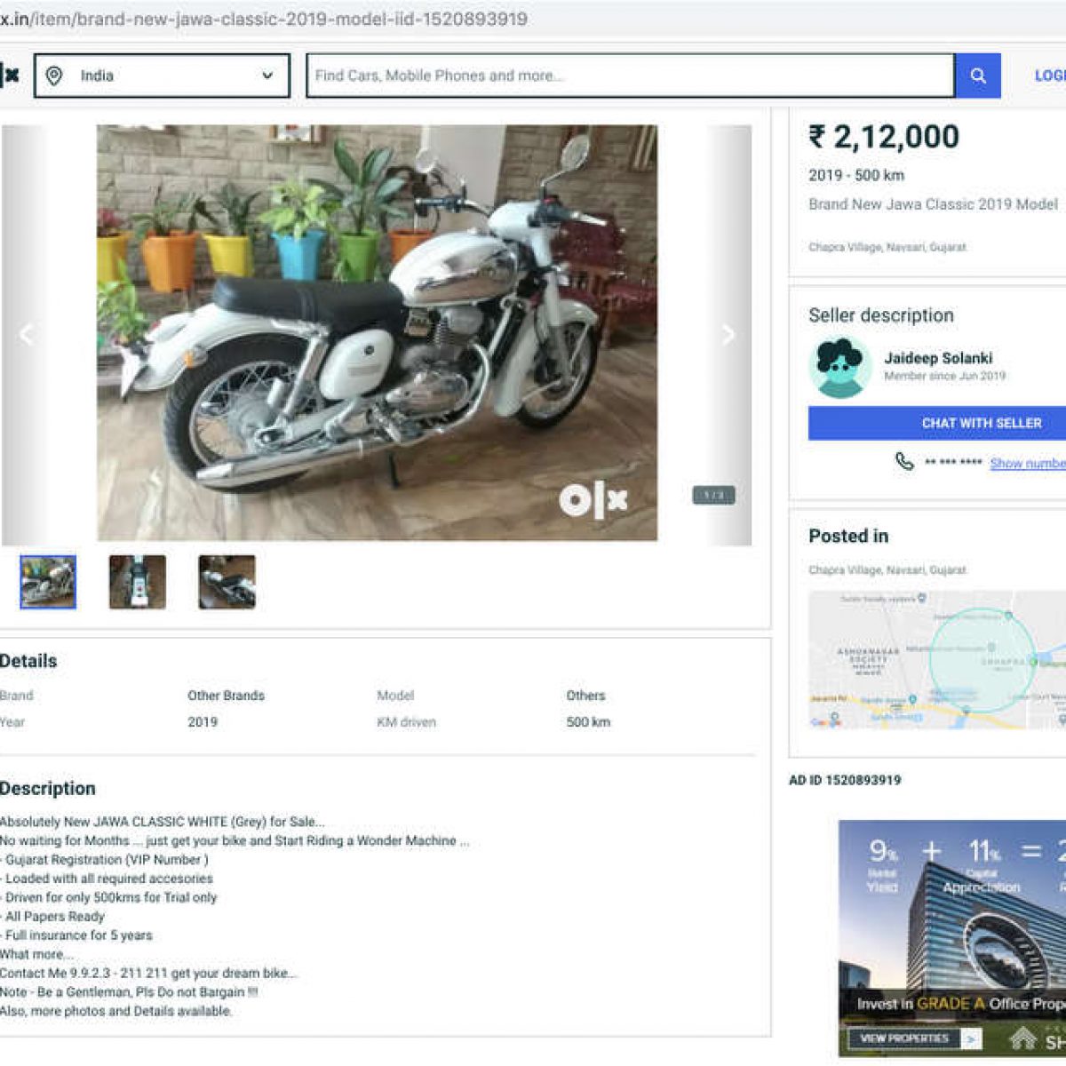 Second Hand New Jawa Motorcycle Already Up On Olx Details