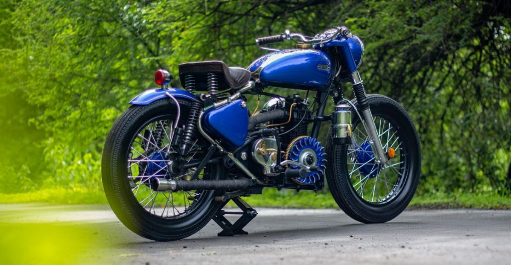 This is 1959 Royal Enfield Bullet that has been beautifully restored.