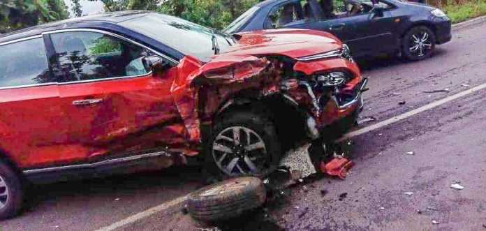 Tata Harrier Facelift Crashes Into A Hyundai Xcent - See The Impact