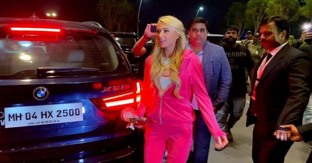 Paris Hilton Spotted at Mumbai Airport in a Bmw X5m