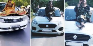 Girls Riding on Bonnet of Tata Safari and Maruti Dzire to create reels fined heavily by the police.