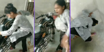 Girl Tries to Kickstart Royal Enfield Bullet