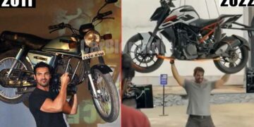 John Abraham lifts motorcycle ktm