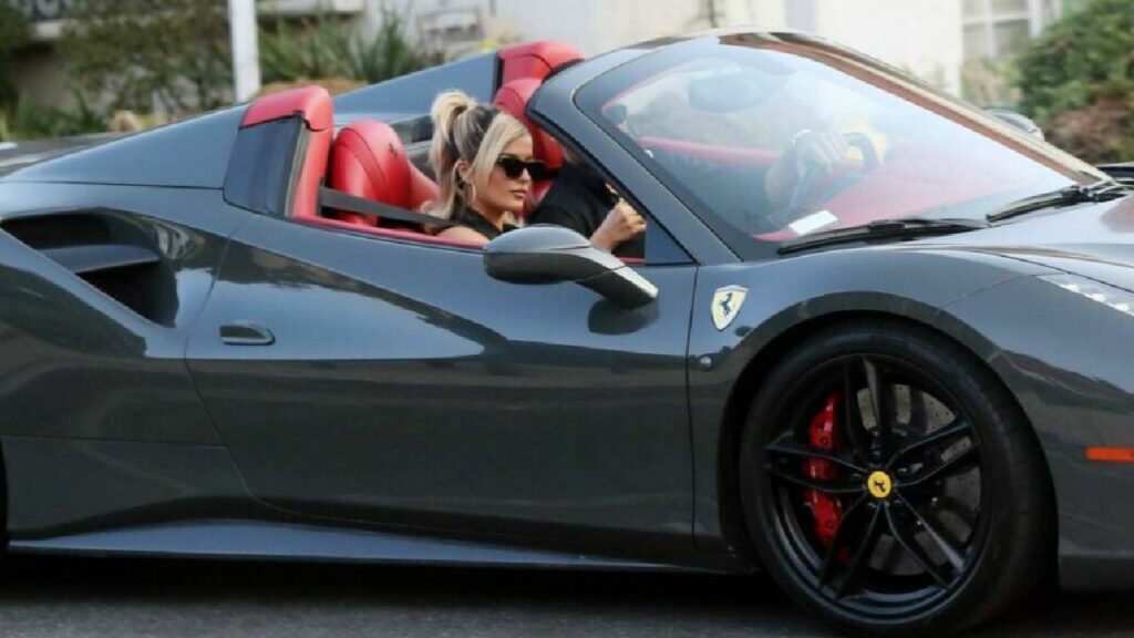 Bebe Rexha with Ferrari 488 Spider