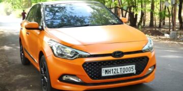 Hyundai i20 with Lamborghini Orange Paint Colour