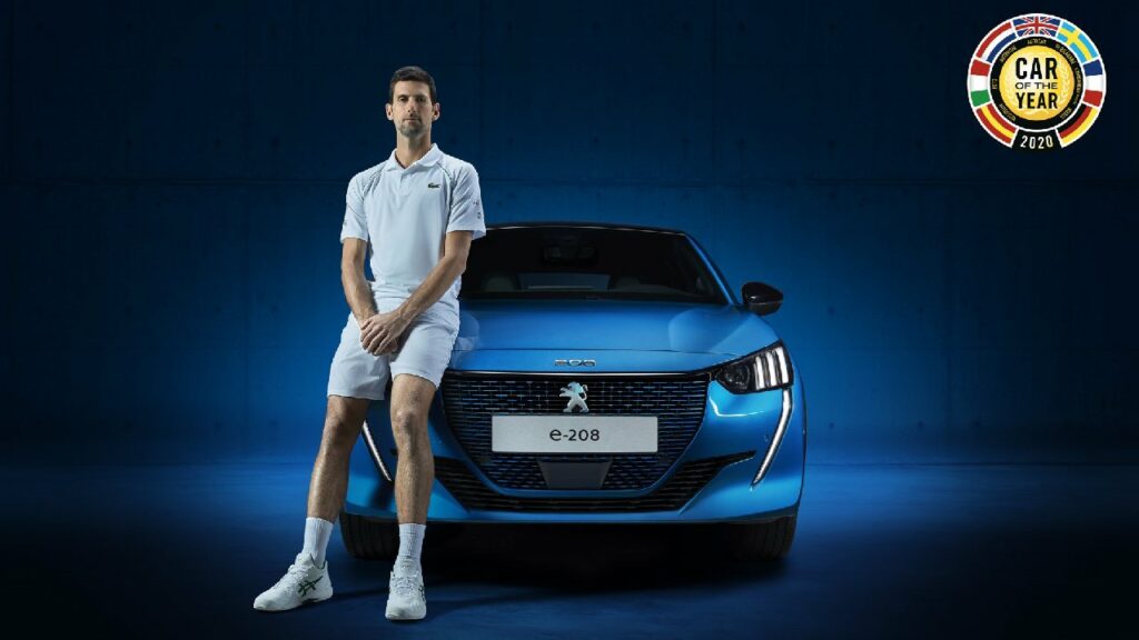 Novak Djokovic with His Peugeot E 208