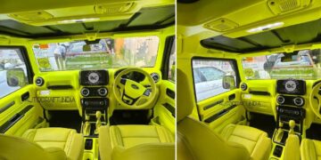 Mahindra Thar with neon green interior