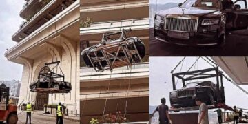 Chinese billionaire pulls Rolls Royce Ghost to 44th floor