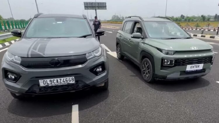 Tata Nexon Vs Hyundai Exter Drag Race