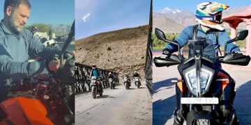 Rahul Gandhi rides KTM 390 Adventure to Pangong Lakh in Ladakh