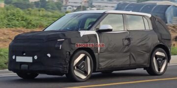 kia ev4 front three quarters spy image