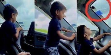 Kid Hits and Breaks Windshield Car