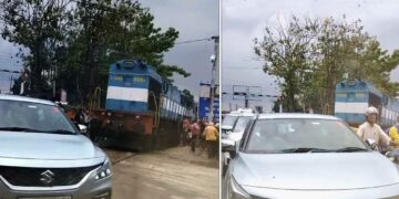 train stuck traffic jam varanasi