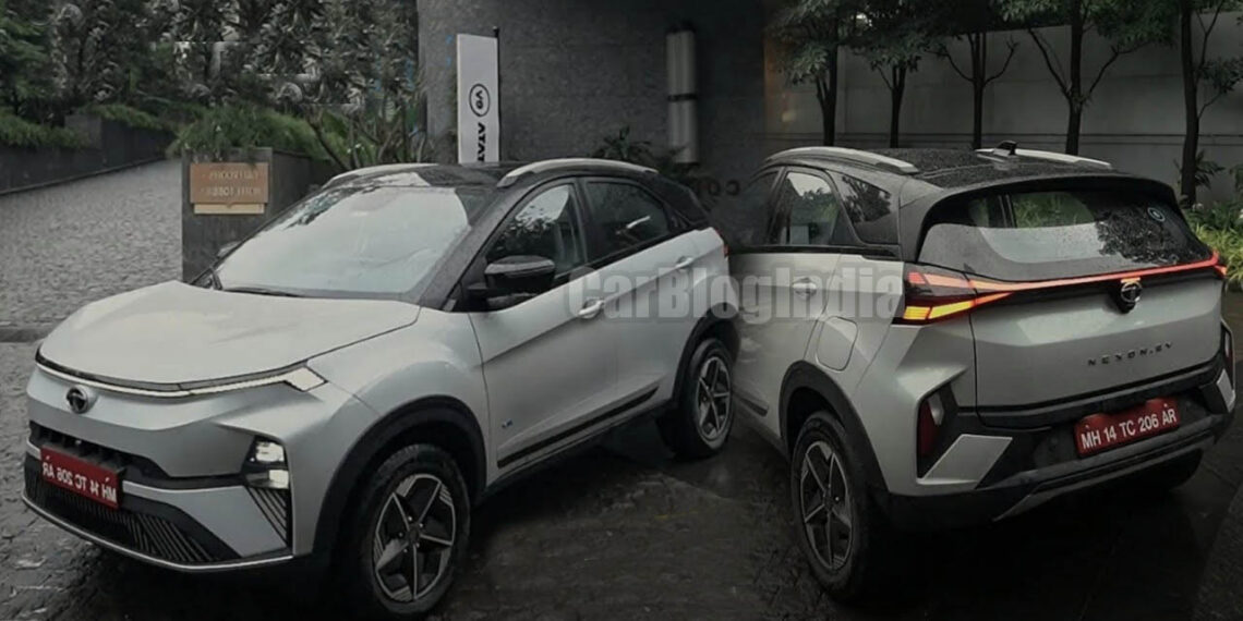 New 2023 Tata Nexon Ev Facelift Front Rear Three Quarters