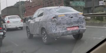 production-spec tata curvv spy image rear three quarters