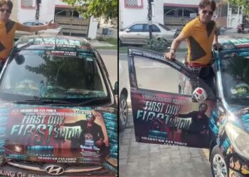 shah rukh khan fan hyundai i10 jawan wrap