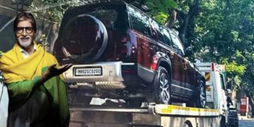 Amitabh Bachchan sedona red Land Rover defender 130