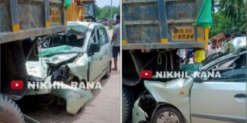 Hyundai Santro Hits Truck Gets Dragged