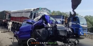 Mahindra Xuv7000 Crushed Between Two Trucks