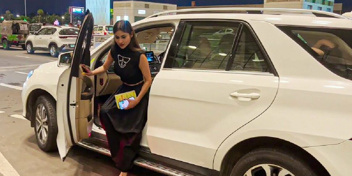 Mouni Roy in Mercedes Gle 250