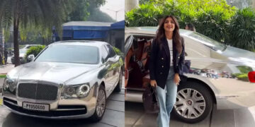 Shilpa Shetty Spotted In Chrome Wrapped Bentley [Video]