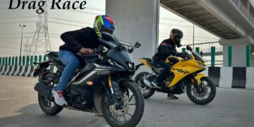 Hero Karizma XMR 210 vs Yamaha R15 V4 Drag Race