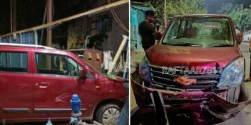 Kid Crashes Maruti WagonR into Transformer