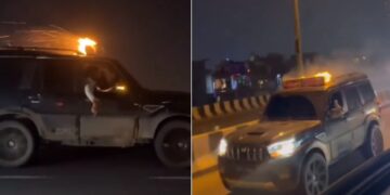 Diwali Rockets on Mahindra Scorpio Roof