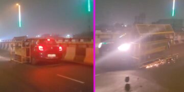 Maruti Swift Driving Away Police Barricade