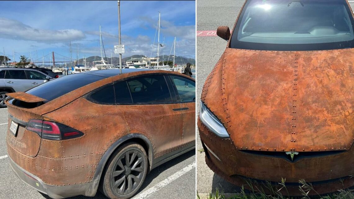 World’s Only Tesla Model Y with Full Body Rust Wrap » Car Blog India