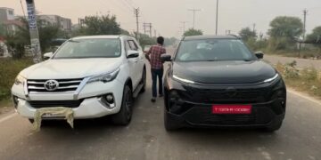 Toyota Fortuner vs Tata Harrier Facelift Drag Race