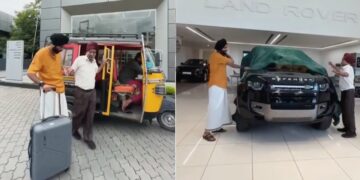 YouTuber Rides Autorickshaw to Take Delivery of Land Rover Defender