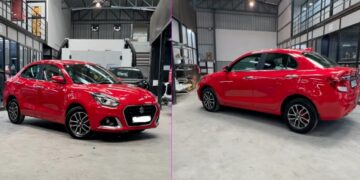 Maruti Dzire Rosso Corse Red Paint