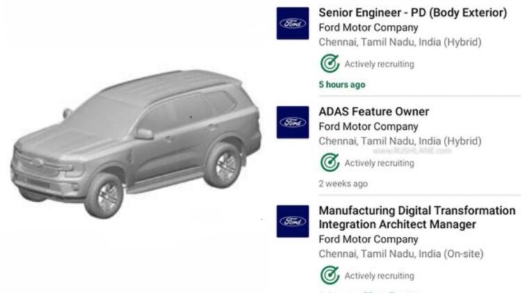 New Ford Endeavour Patent Job Postings India