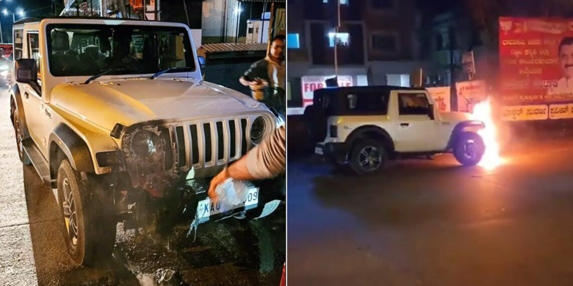 Brand New Mahindra Thar Catches Fire